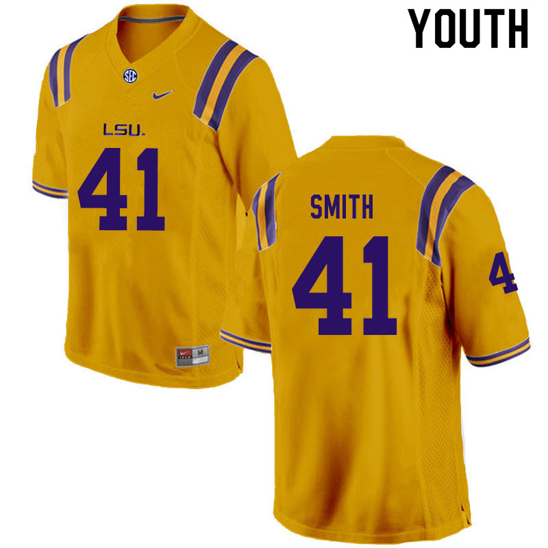 Youth #41 Carlton Smith LSU Tigers College Football Jerseys Sale-Gold - Click Image to Close